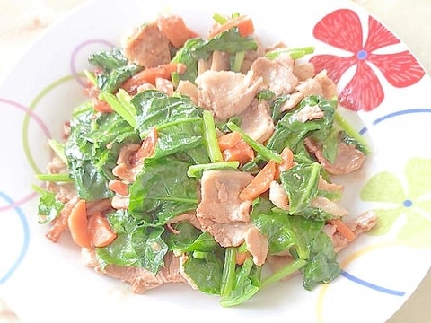 こっくり!豚バラとほうれん草のマヨ味噌炒め♪